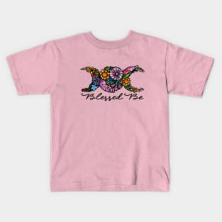 Blessed Be Triple Moon Flowers Kids T-Shirt